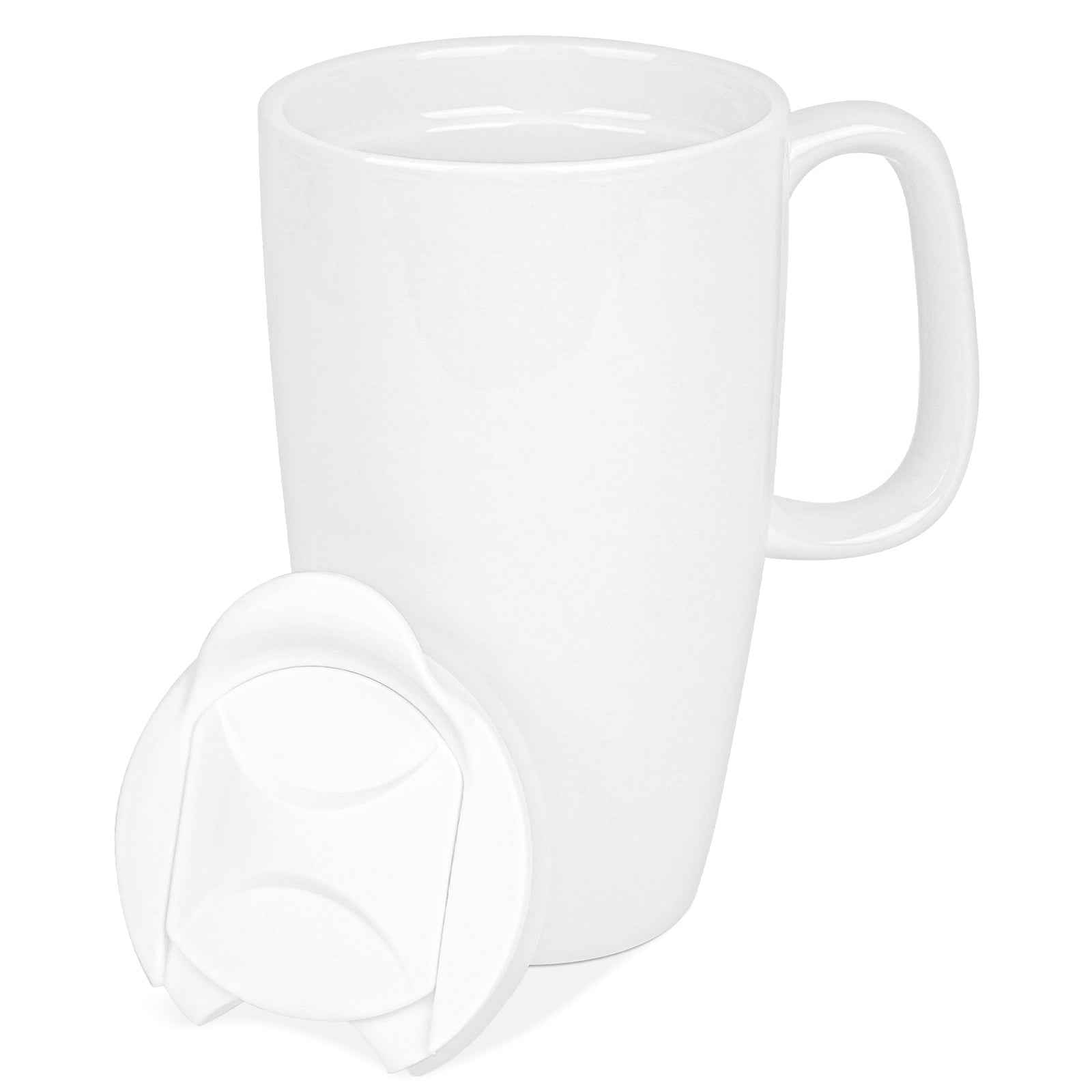 Linkidea Ceramic Coffee Mug with Slide Lid, 20oz Extra Large Travel Coffee Cup with Handle, Reusable Tall Coffee Mugs Large Capacity Drinking Teacups, Microwave and Dishwasher Safe