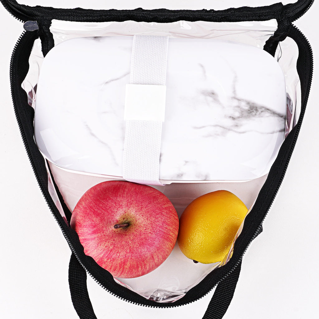 Linkidea Reusable Snack Bag, Large Capacity Insulated Snacks Storage Bag for Fruit, Travel Leak-proof Lunch Box Fits Picnic, Work, Use (Transparent)