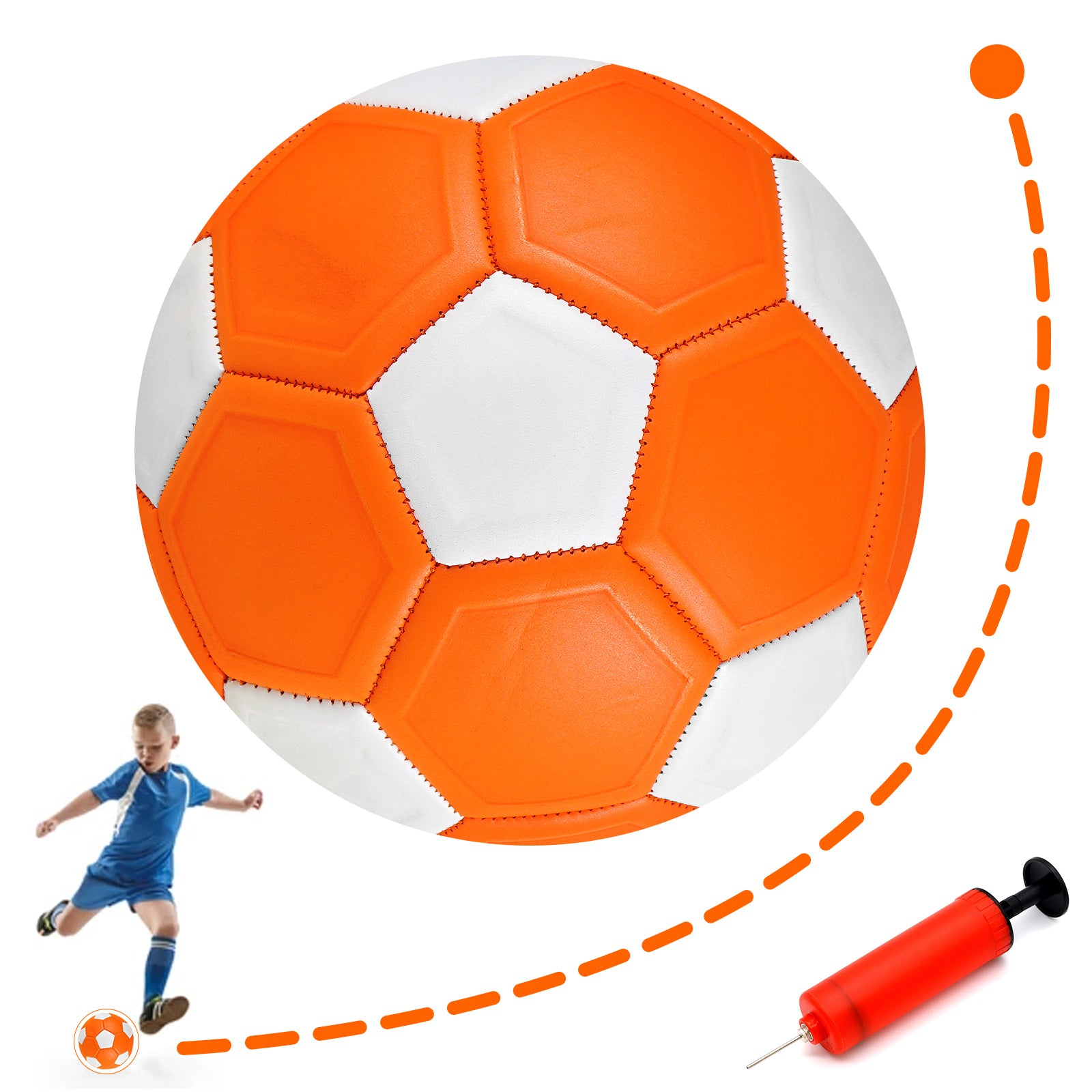 Linkidea Curve Soccer Ball, Size 4 Swerve Soccer Ball for Kids, Youth Football, Kick Curving Like The Pros, Backyard Game Gift for Boys and Girls (Orange)
