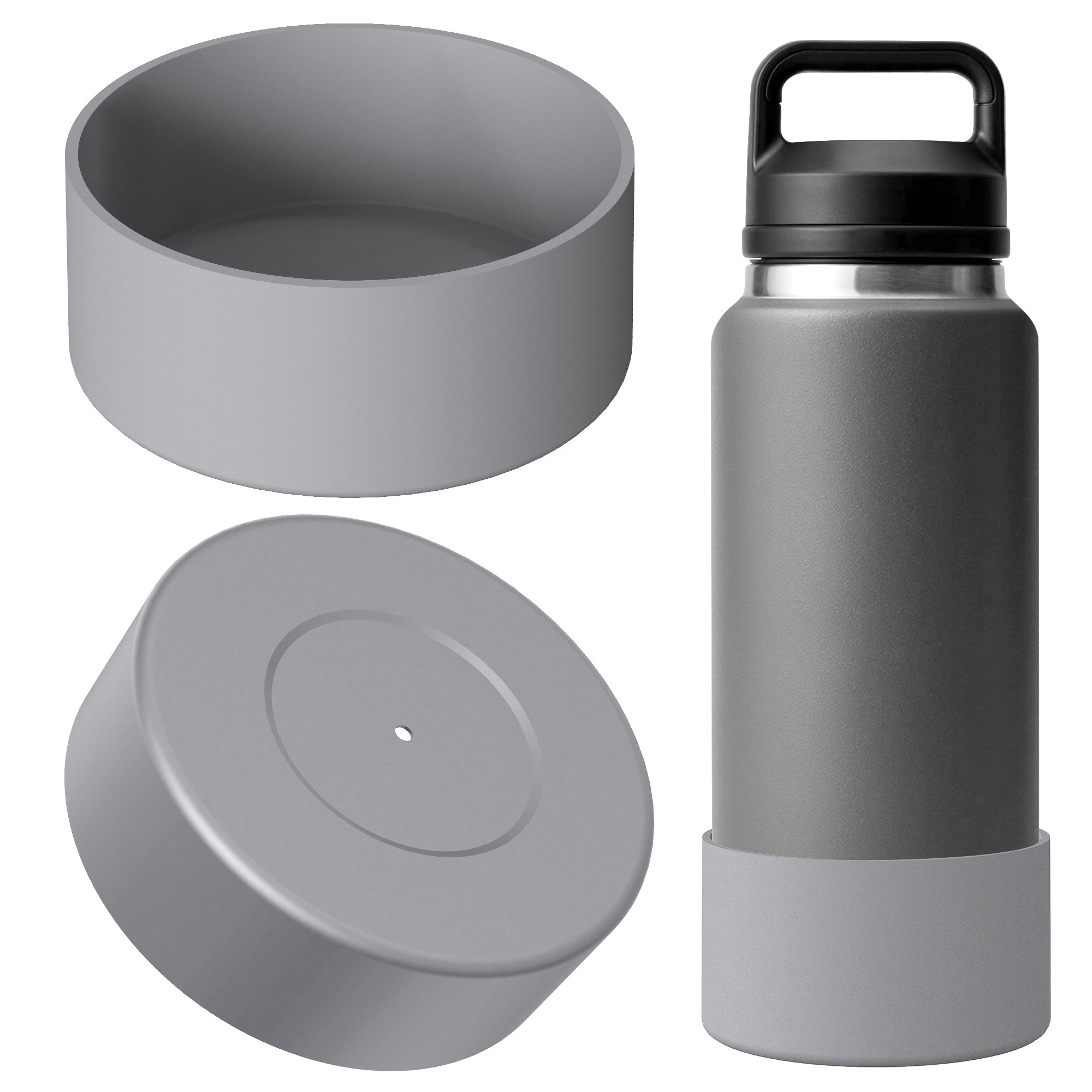 Linkidea 2 Pack Water Bottle Boot Compatible with YETI Rambler Bottle 36oz, Silicone Anti-Slip Waterbottle Bottom Sleeve Cover Protector (Grey)