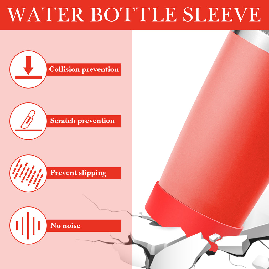 Linkidea 2 Pack Water Bottle Boot Compatible with YETI Tumbler 20oz/30oz, Travel Mug 20oz/30oz, Silicone Anti-Slip Waterbottle Bottom Sleeve Cover Protector (Red)
