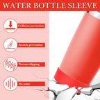Linkidea 2 Pack Water Bottle Boot Compatible with YETI Tumbler 20oz/30oz, Travel Mug 20oz/30oz, Silicone Anti-Slip Waterbottle Bottom Sleeve Cover Protector (Red)