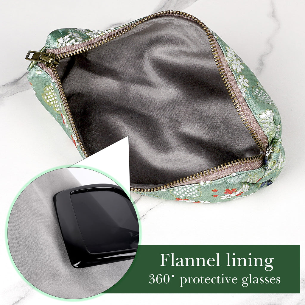 Extra Large Sunglasses Case, Oversized Eyewear Storage Organizer Pouch Soft Bag Compatible with Rayban RB4401D RBS0101S RB3825 Persol PO3350S PO3311S (Cotton-Linen, Pea Green)