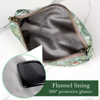 Extra Large Sunglasses Case, Oversized Eyewear Storage Organizer Pouch Soft Bag Compatible with Rayban RB4401D RBS0101S RB3825 Persol PO3350S PO3311S (Cotton-Linen, Pea Green)