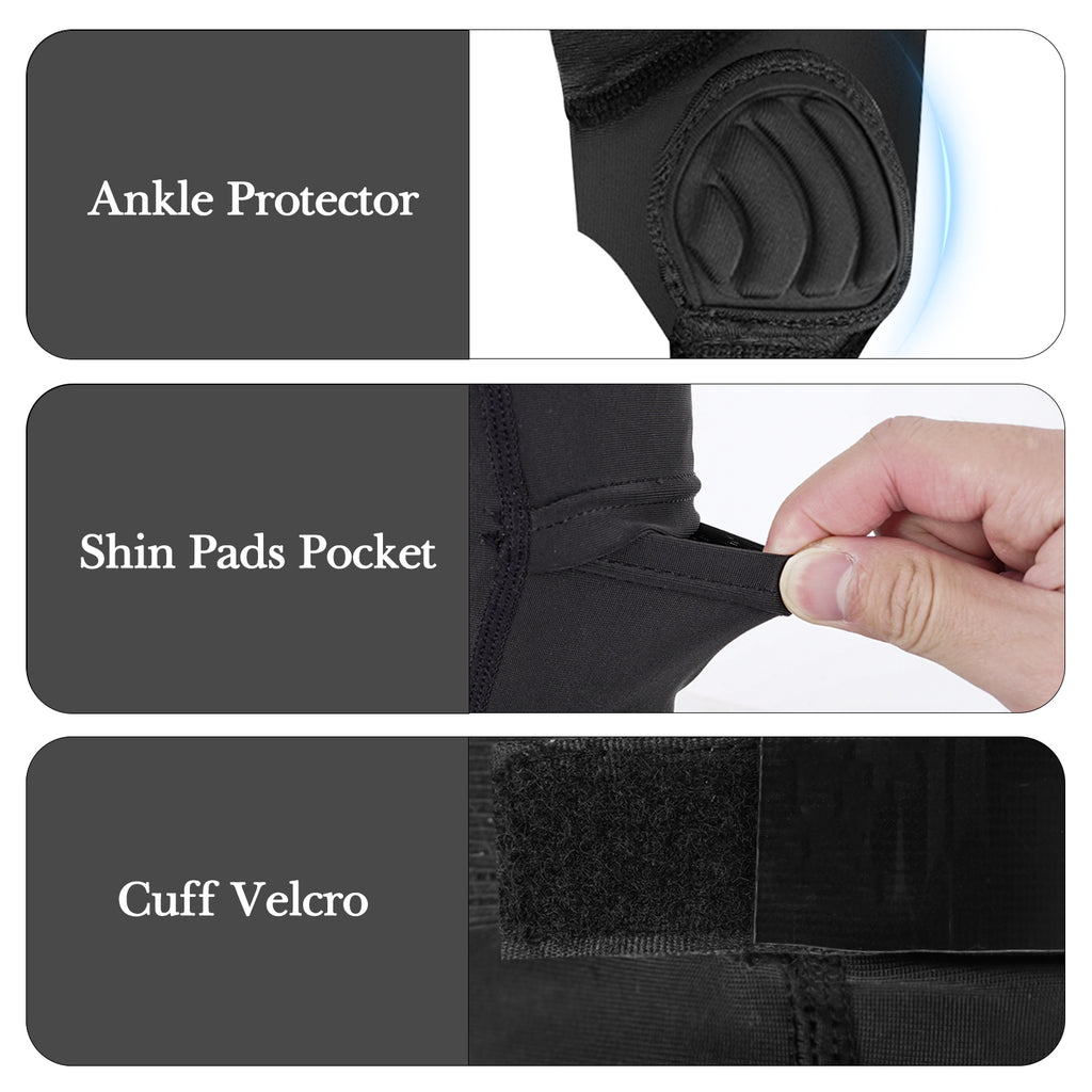 Linkidea Kids Soccer Shin Guard Socks with Ankle Protector, Youth Football Shin Pad Sleeve with Ankle Guard Pad (Black / Size S)