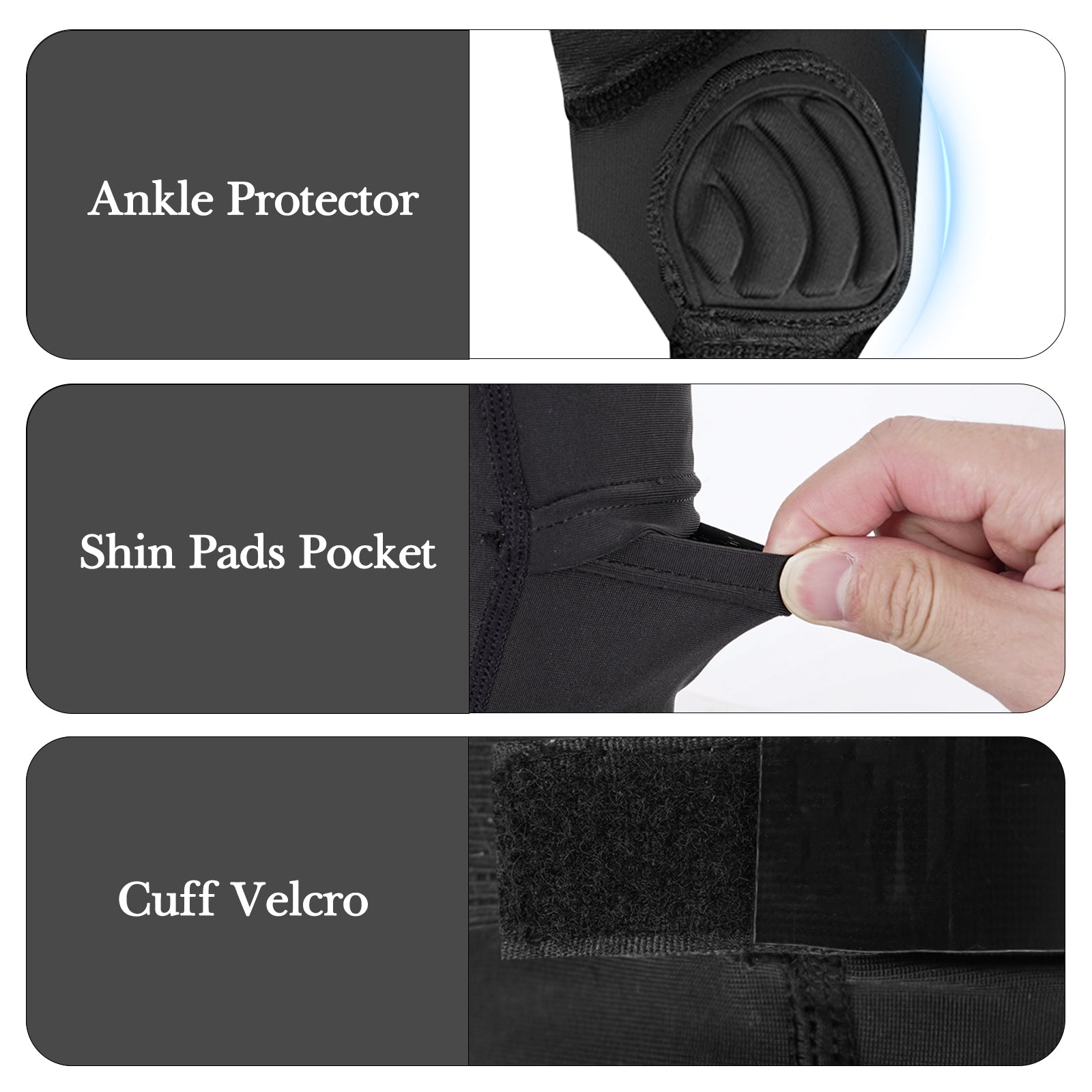 Linkidea Kids Soccer Shin Guard Socks with Ankle Protector, Youth Football Shin Pad Sleeve with Ankle Guard Pad (Black / Size S)