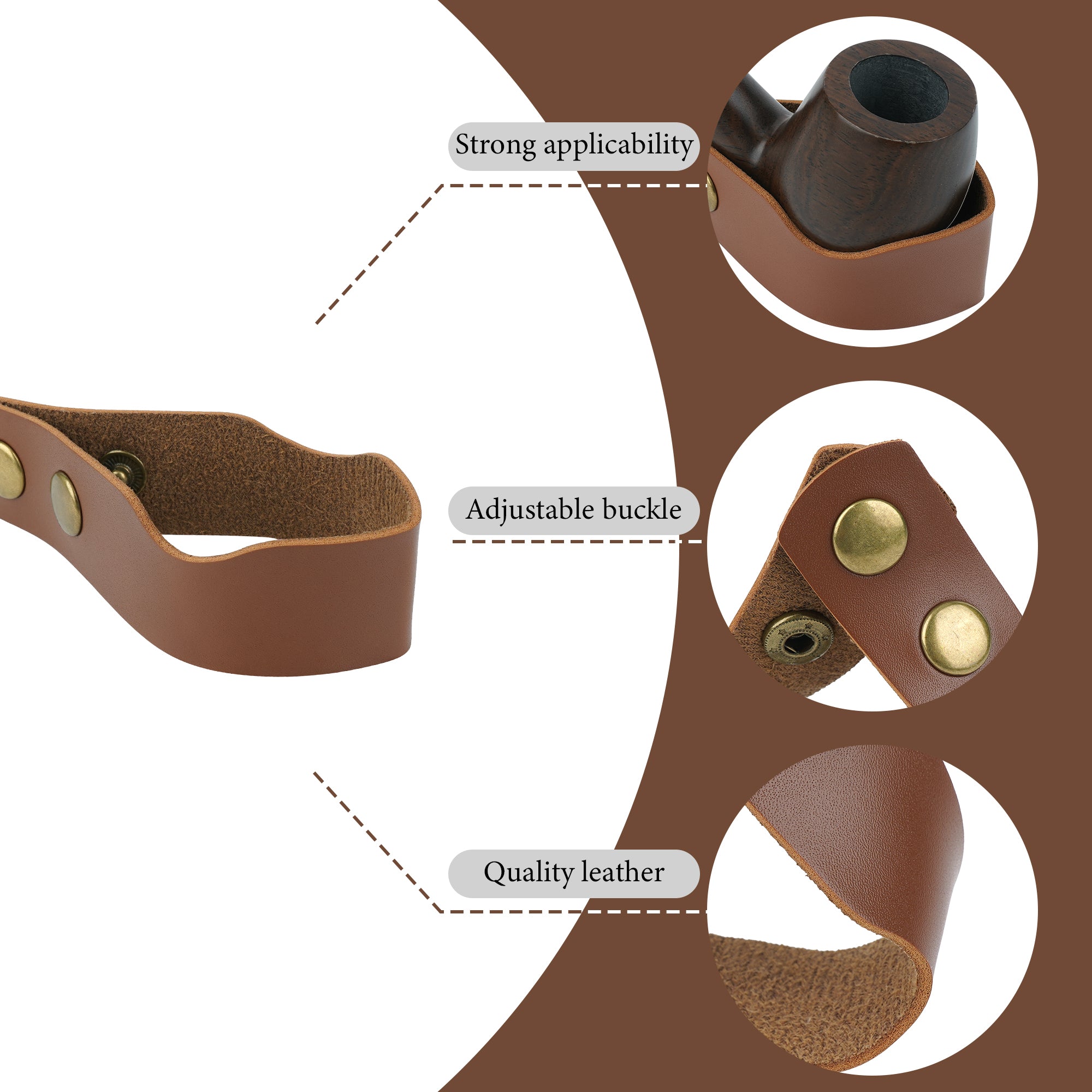 Linkidea Vegan Leather Tobacco Pipe Holder, Tobacco Pipe Stand Holder Rack, Portable Pipe Stand for Single Tobacco Pipe (Brown)