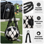 Linkidea 2 Pack Soccer Ball Mesh Bag, Breathable Nylon Soccer Ball Storage Bag, Holds 1 Ball Each (Fits Size 3, 4, 5 Balls), Sports Equipment & Training Bag (Black)
