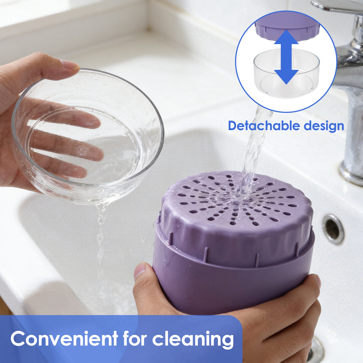 Linkidea Electric Toothbrush Holder for Bathroom with Drainage Tray, Plastic Countertop Stand with Detachable Divider, Compatible with Oral-B io Series, Philips Sonicare (Purple)