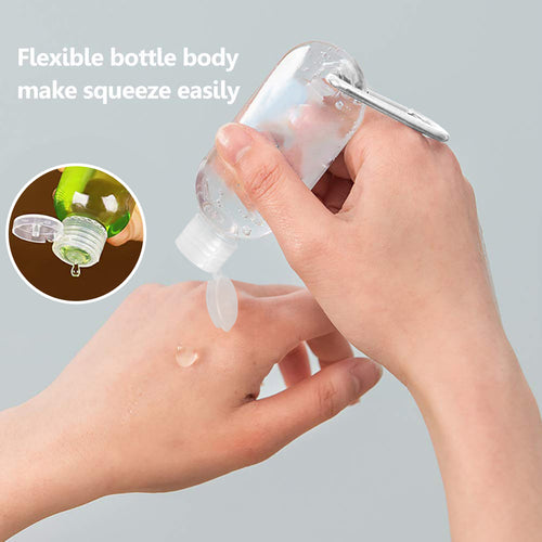 LinkIdea 1.69oz Travel Spray Bottles Set, Fine Mist & Leak Proof Squeezable Plastic Containers for Hand Soap, Toiletries with Keychain & Lanyard (4 Pack)