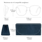 Extra Large Sunglasses Pouch Case, Blue Vegan Leather Eyewear Organizer Soft Bag Compatible with Rayban RB4401D/RBS0101S/RB8097/RB8089/RB4098