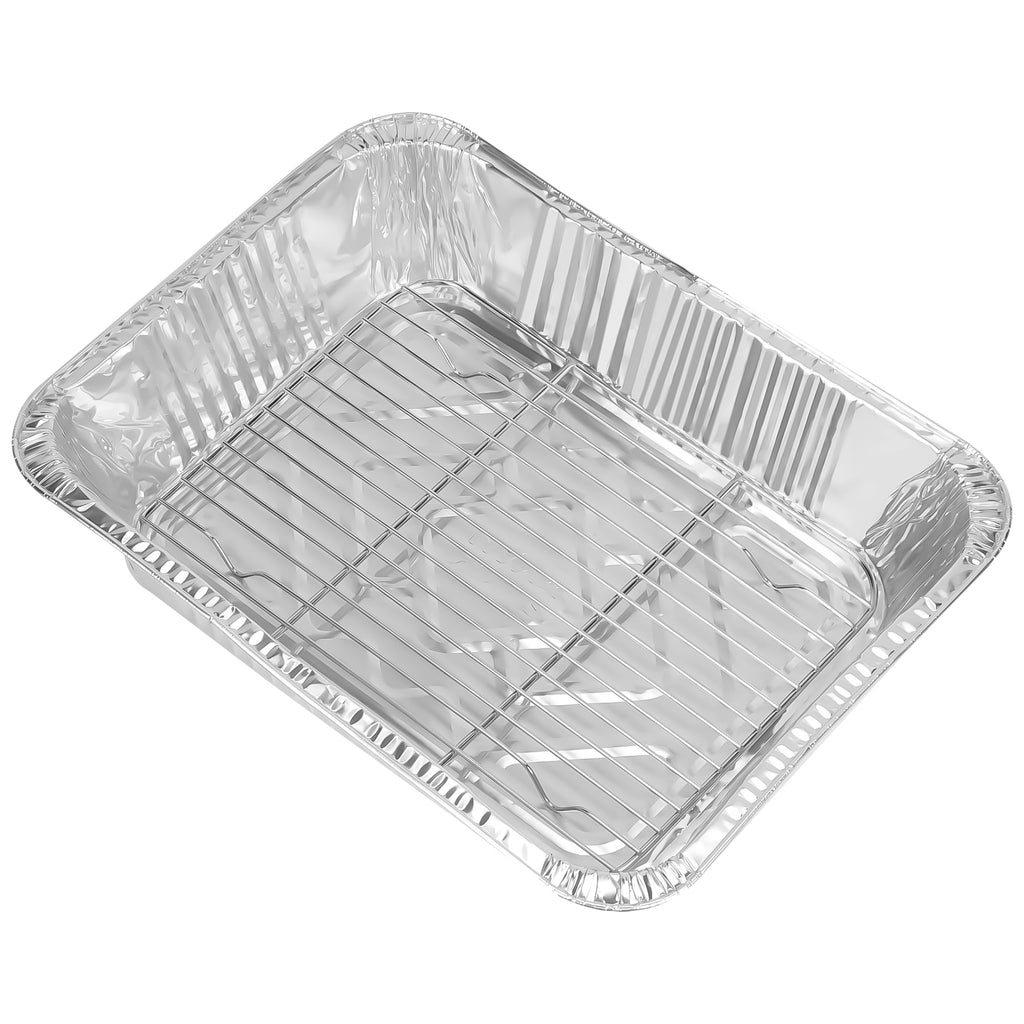Linkidea 2 Pack Stainless Steel Grilling Rack, 9.6" x 7" Oven Safe Grid Wired Rack for Baking, BBQ Accessories Compatible with Stock Your Home, Stack Man, Eco-Foil,