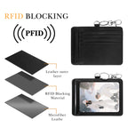 Linkidea Minimalist PU Leather Card Holder Wallet for Men & Women, Multi Card Slots Slim ID Holder with Keychain & Zipper Pocket, Compact Travel Wallet