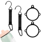 Linkidea 2 Pack Fence Hooks for Squeeze Sport Water Bottle, Compatible with Gatorade 30oz/32oz Plastic Squeeze, S-Shaped Hook Hanger with Bottle Ring for Outdoor (Black)