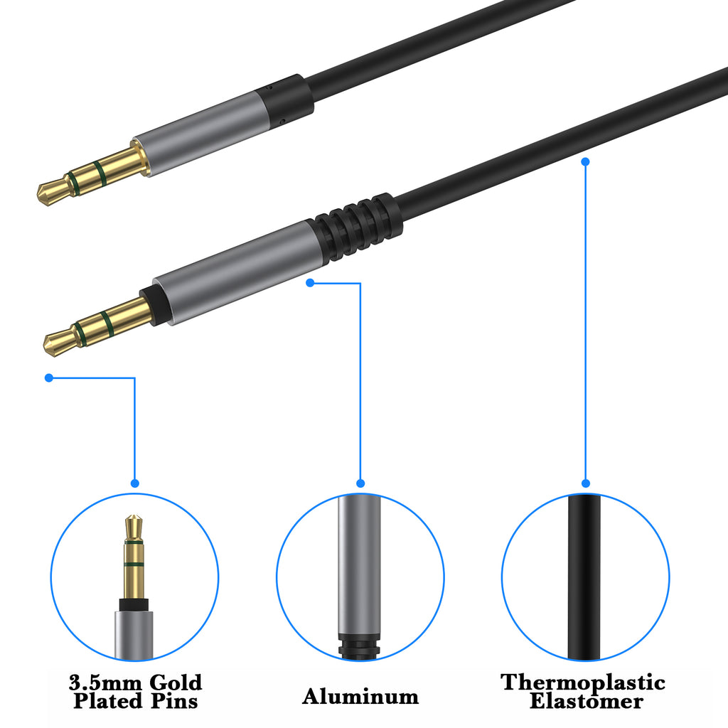 Linkidea Audio Cable for Sony WH-1000XM6/1000XM5, Sennheiser HDB 630, Skullcandy Crusher ANC 2, Soundcore Space One Headphones, 3.5mm Replacement Aux Cord (4.9 ft / 1.5 m)