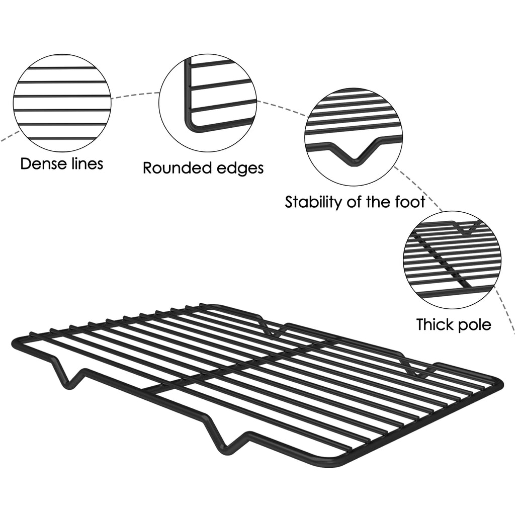 Linkidea Metal Grate Cooling Rack Pack of 2, Stainless Steel Baking Cooling Rack Rectangle 7.8'' x 10.2'', Oven Safe Grid Wire Racks for Roasting Disposable Pan (Black)