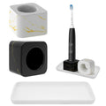 Linkidea Ceramic Electric Toothbrush Holder with Tray, Tooth Brush Stand for Standard Handle, Countertop Organizer Compatible with Philips Sonicare ProtectiveClean, Oral-B iO Series