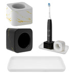Linkidea Ceramic Electric Toothbrush Holder with Tray, Tooth Brush Stand for Standard Handle, Countertop Organizer Compatible with Philips Sonicare ProtectiveClean, Oral-B iO Series