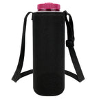 Linkidea Water Bottle Carrier with Shoulder Strap Compatible with Nalgene Sustain Wide Mouth 48oz Bottles, Insulated Neoprene Waterbottle Sling Bag Holder (Black)
