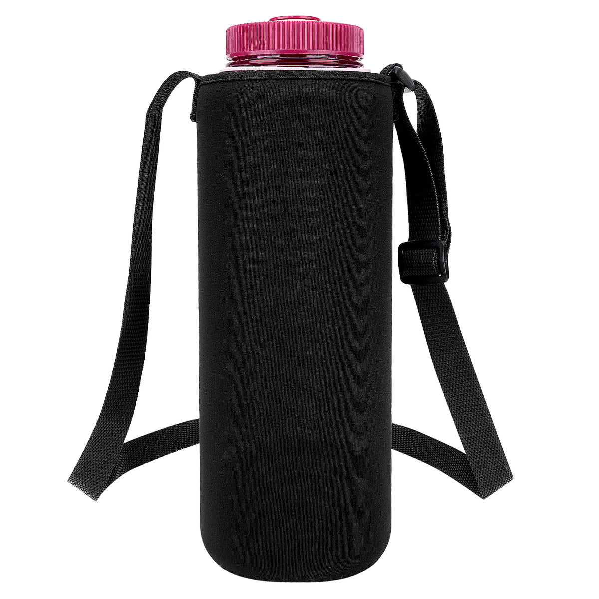 Linkidea Water Bottle Carrier with Shoulder Strap Compatible with Nalgene Sustain Wide Mouth 48oz Bottles, Insulated Neoprene Waterbottle Sling Bag Holder (Black)