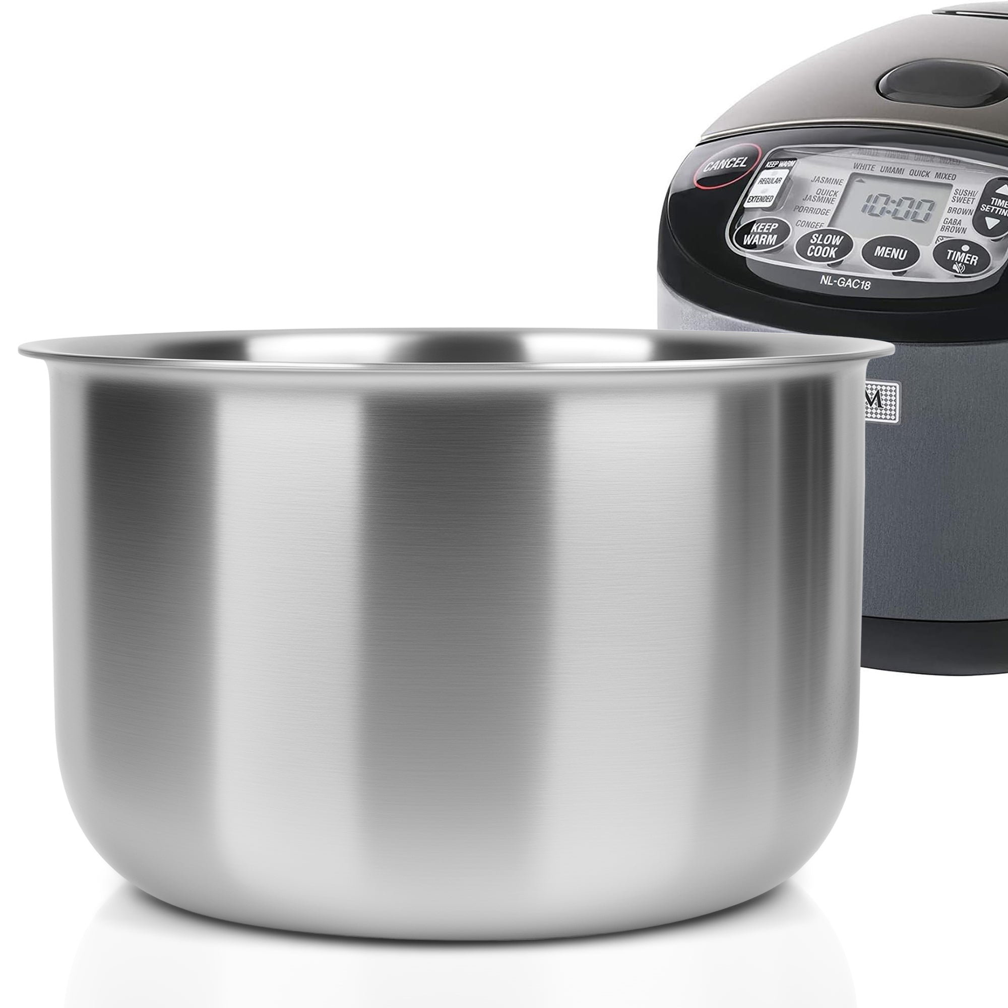 Linkidea Rice Cooker Stainless Steel Inner Pot Compatible with Zojirushi NL-GAC18BM, Dishwasher Safe, No Coating Replacement Bowl