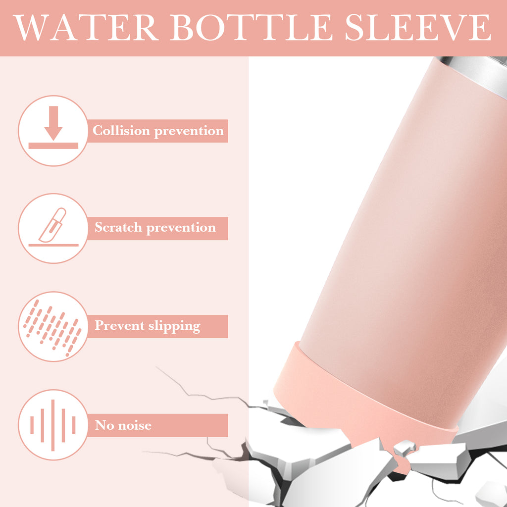Linkidea 2 Pack Water Bottle Boot Compatible with YETI Tumbler 20oz/30oz, Travel Mug 20oz/30oz, Silicone Anti-Slip Waterbottle Bottom Sleeve Cover Protector (Ice Pink)