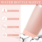 Linkidea 2 Pack Water Bottle Boot Compatible with YETI Tumbler 20oz/30oz, Travel Mug 20oz/30oz, Silicone Anti-Slip Waterbottle Bottom Sleeve Cover Protector (Ice Pink)