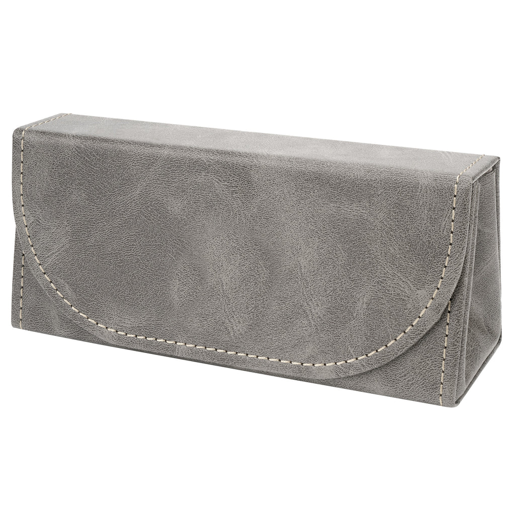 Extra Large Sunglasses Pouch Case, Grey Vegan Leather Eyewear Organizer Soft Bag Compatible with Rayban RB4401D/RBS0101S/RB8097/RB8089/RB4098