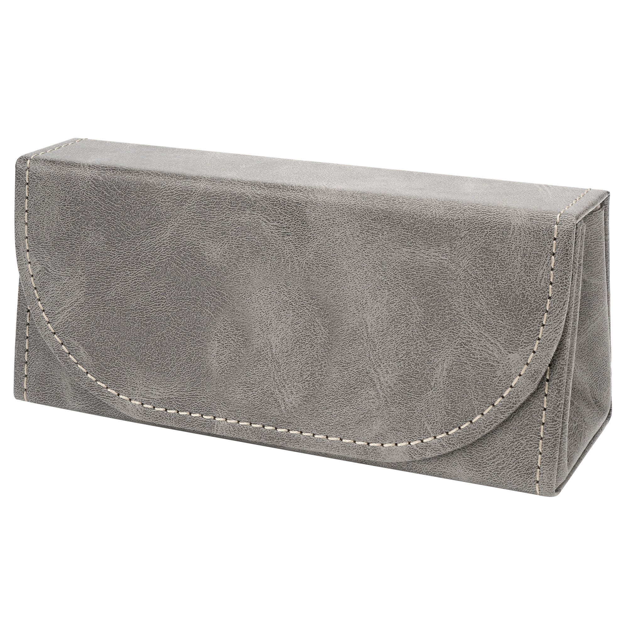 Extra Large Sunglasses Pouch Case, Grey Vegan Leather Eyewear Organizer Soft Bag Compatible with Rayban RB4401D/RBS0101S/RB8097/RB8089/RB4098