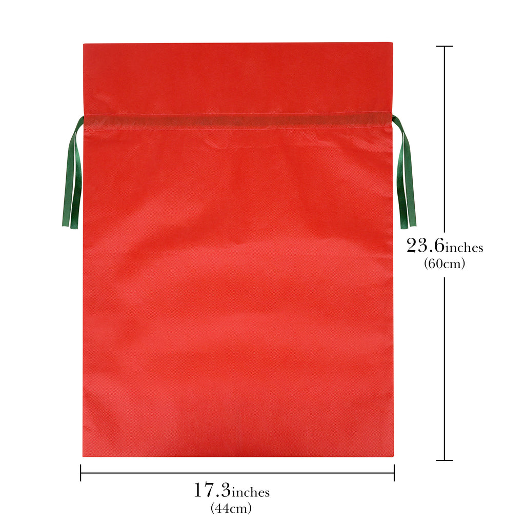 Linkidea 4 Pack Reusable Drawstring Gift Bags, Fabric Party Favor Bags for Birthday, Christmas & Holiday, Toy Storage Pouch for Building Blocks, Bricks & Goodie Bags (Red)