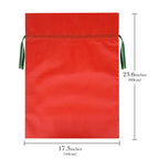 Linkidea 4 Pack Reusable Drawstring Gift Bags, Fabric Party Favor Bags for Birthday, Christmas & Holiday, Toy Storage Pouch for Building Blocks, Bricks & Goodie Bags (Red)