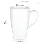 Linkidea Extra Large Fine Bone China Coffee Mug 20oz, Lightweight Coffee Cups with Handles, Teacups for Beer, Latte, Hot Cocoa, Microwave and Dishwasher Safe, White