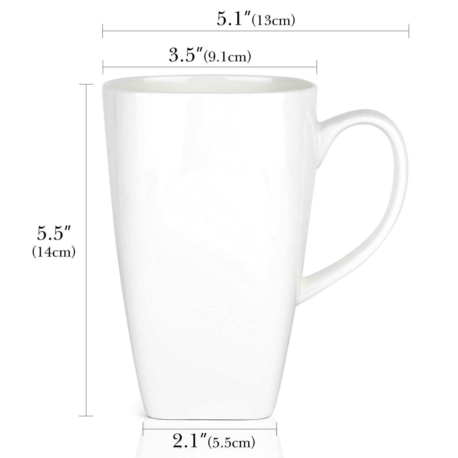 Linkidea Extra Large Fine Bone China Coffee Mug 20oz, Lightweight Coffee Cups with Handles, Teacups for Beer, Latte, Hot Cocoa, Microwave and Dishwasher Safe, White