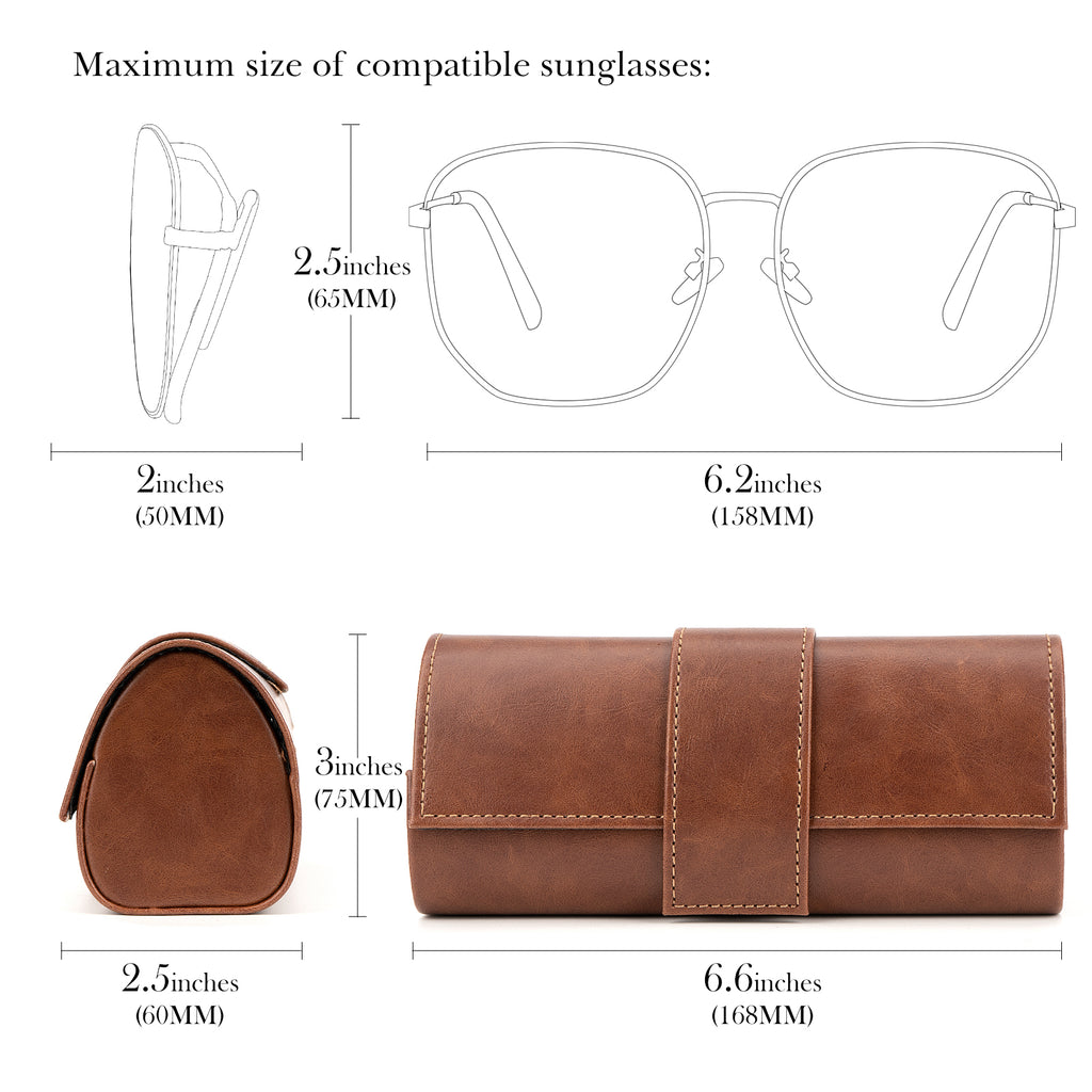 Extra Large Hard Shell Sunglasses Case, Oversized Sun Glasses Storage Organizer Compatible with RayBan 0RB3025/0RB4391D/0RB4392D BOLON BL3209 (XXL / Brown)