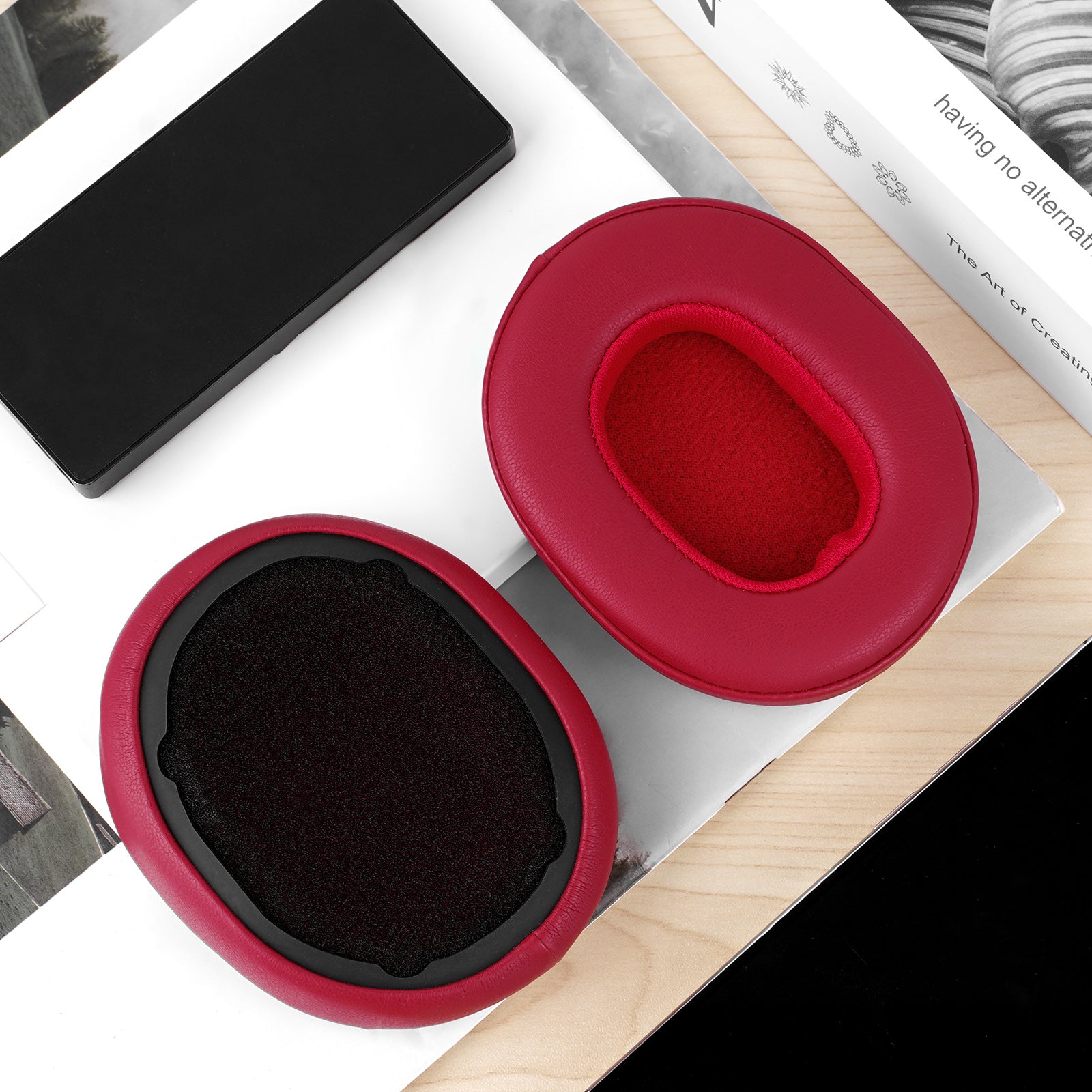 Linkidea Replacement Ear Pads for Skullcandy Crusher Wireless/ Evo/ ANC, Hesh 3/ Evo/ ANC, Venue ANC Headphones, Ear Cushions (Protein Leather/ Red)