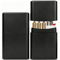 Linkidea 2 Pack Slim Cigarette Case, Portable Pocket Cigarette Box with Lighter Holder, Compact Cigarette Storage Case for Travel and Daily Use (Black)