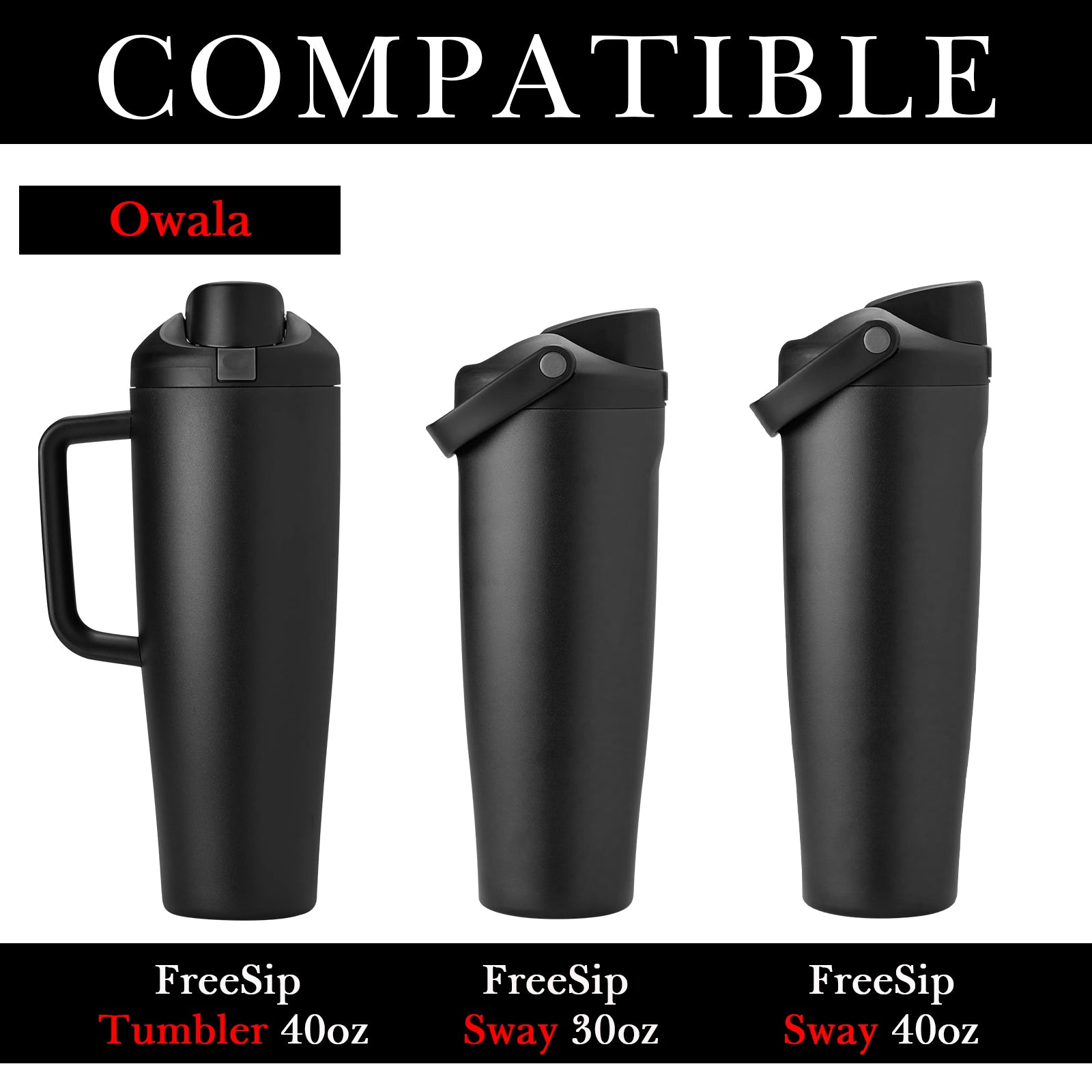 Linkidea 2 Pack Water Bottle Boot Compatible with Owala FreeSip Sway Bottle & Tumbler 30oz/40oz, Silicone Anti-Slip Bottle Bottom Sleeve Bumper Protector (Black)