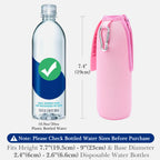 Linkidea Disposable Water Bottle Sleeve Compatible with Smartwater 16.9/20Fl Oz, Evian 16.9Fl Oz, Insulated Neoprene Plastic Bottled Water Cover Holder with Lockable Zipper, Pink