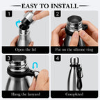 Linkidea Water Bottle Handle Strap for Cola-Shaped / Narrow Mouth Bottles, Compatible with MIRA 9oz/12oz/17oz/25oz, Replacement Silicone Carrier Grip with Clip for Backpack