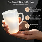 Linkidea Extra Large Fine Bone China Coffee Mug 20oz, Lightweight Coffee Cups with Handles, Teacups for Beer, Latte, Hot Cocoa, Microwave and Dishwasher Safe, White