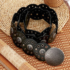 Plus Size Chain Belt for Women, Medieval Vegan Leather Metal Fashion Belly Waist Chains, 51 Inch Adjustable Chunky Body Accessory (XL, Black)