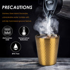 Linkidea 10 Oz Stainless Steel Double-Wall Tumbler Set of 4, Leak-Proof, Easy to Clean Water Cups, Ideal for Beer, Coffee, Ice Cream, Smoothies, Hot& Cold Drinks (Gold)