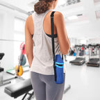 Linkidea Disposable Water Bottle Carrier with Shoulder Strap Compatible with 16.9 Fl Oz Crystal Geyser, Arrowhead, Insulated Neoprene Plastic Bottled Water Sling Bag (1 Pack / Blue)