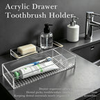 Linkidea Drawer Toothbrush Holder with Toothpaste Storage, Acrylic Organizer for Bathroom Vanity, Compatible with Colgate ExtraClean, Oral-B iO Series (Transparent)