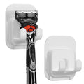 Linkidea 2 Pack Adhesive Wall Mount Razor Holder, Razor Hook for Cartridge Razors and Shower Accessories, Compatible with Gillette Fusion5 Power, GilletteLabs with Exfoliating Bar (White)