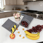 Linkidea 2 Pcs Portable Snack Bag, Washable Eco-friendly BPA Free Reusable Food Holder, 7-inch Hook and Loop Leak-Proof Compact Food Pouch Fits Sandwich, Sugar, Nuts (Grey)