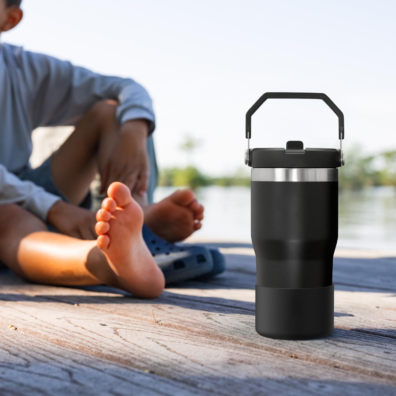 Linkidea 2 Pack Water Bottle Boot Compatible with Stanley Quencher H2.0 20oz/30oz/40oz, IceFlow Flip 20oz/30oz Tumbler, Silicone Bottle Bottom Sleeve Cover Bumper Protector (Black)