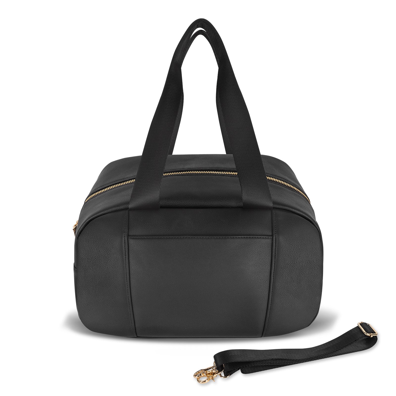 Linkidea Vegan Leather Lunch Bag for Women, Insulated Lunch Tote Bag, Large Capacity Lunch Cooler Bag, Modern Thermal Lunchbox Container, Lunch Box Cooler Bag (Black)