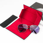 Extra Large Hard Shell Sunglasses Case, Vegan Leather Sun Glasses Storage Bag Pouch Organizer Compatible with Gucci GG0529S GG0941S Balenciaga BB0041S BB0229S (XL, Black)