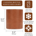 Linkidea Vegan Leather Soda Can Cooler, 2 Pack Beer Coolie Holder Gifts for Men & Women, Beverage Insulator Cover Sleeve for 12oz to 16oz Standard Can (Brown)